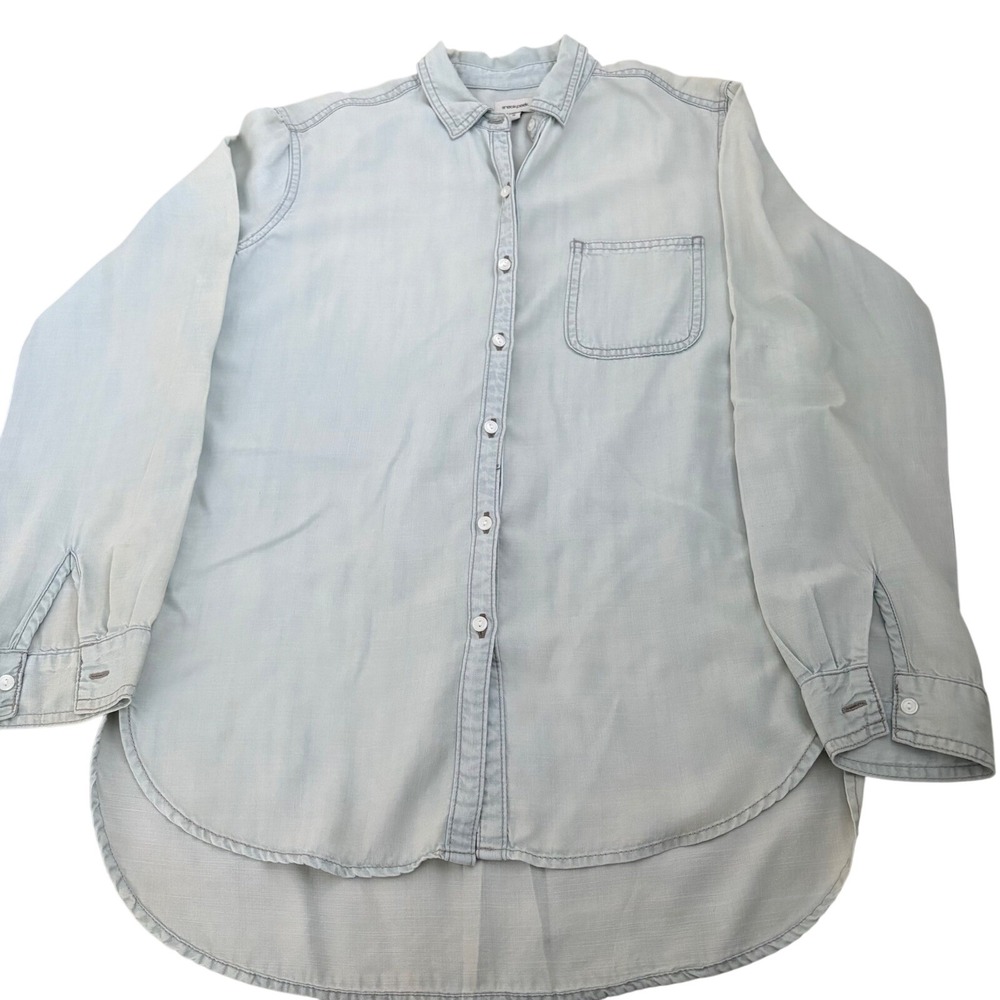 Sneak Peek Light Wash Tencel Button Down Shirt Blue Small Soft Casual Comfy